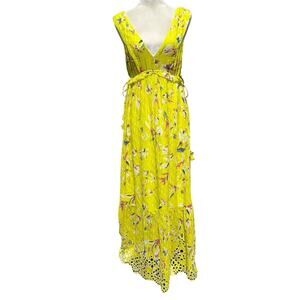 Tanya Taylor Catalina Silk Maxi‎ Dress Women 2 Floral Fairy Cottage Boho Wedding